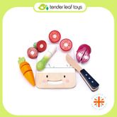 Tender Leaf Toys ของเล่นไม้ ของเล่นบทบาทสมมติ ชุดทำอาหาร ชุดหั่นผัก Mini Chef Chopping Board
