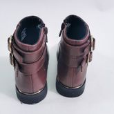 รองเท้า Zara Girls Burgundy Leather Ankle Boots