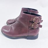 รองเท้า Zara Girls Burgundy Leather Ankle Boots