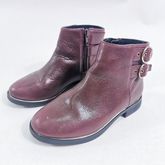 รองเท้า Zara Girls Burgundy Leather Ankle Boots