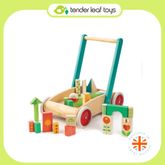 Tender Leaf Toys ของเล่นไม้ ของเล่นเด็กเล็ก รถเข็นฝึกเดินพร้อมบล็อก Baby Block Walker