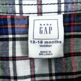 baby Gap เสื้อเชิ้ตแขนยาวลายสก๊อตแดง-เขียวไซส์12-18 