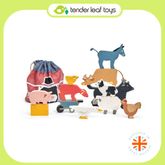 Tender Leaf Toys ของเล่นไม้ ของเล่นเสริมพัฒนาการ ชุดสัตว์เลี้ยงในฟาร์ม Stacking Farmyard