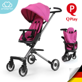 QPlay สีชมพูบานเย็น รถเข็นเด็กแบบนั่ง คล่องตัว พับได้ จากเยอะมนี