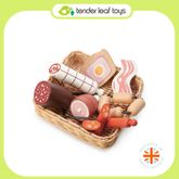 Tender Leaf Toys ของเล่นไม้ ของเล่นบทบาทสมมติ ชุดทำอาหาร ตะกร้าหวายเนื้อสัตว์ Charcuteries Basket