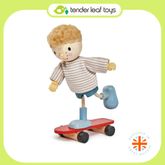 Tender Leaf Toys ของเล่นไม้ ตุ๊กตา เอ็ดเวิร์ดและสเก็ตบอร์ด Edward and His Skateboard
