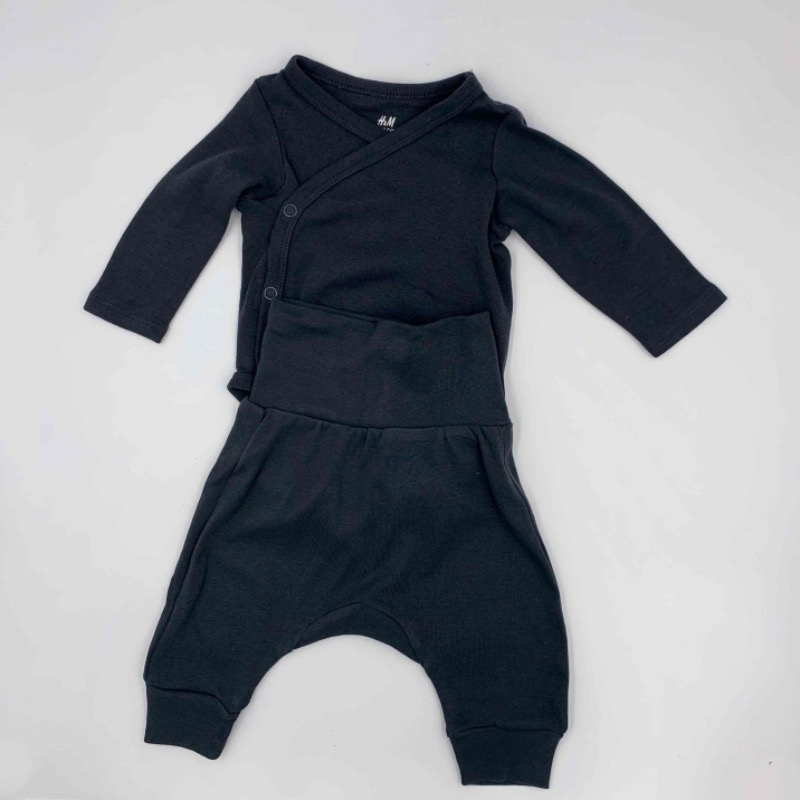 H&M 2-pack wrapover bodysuits + 1 pack jersey trousers