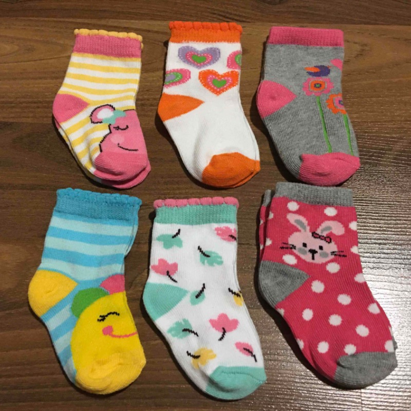 ถุงเท้าเด็กหญิงแรกเกิด-10 เดือน คละลาย เซต 6 คู่