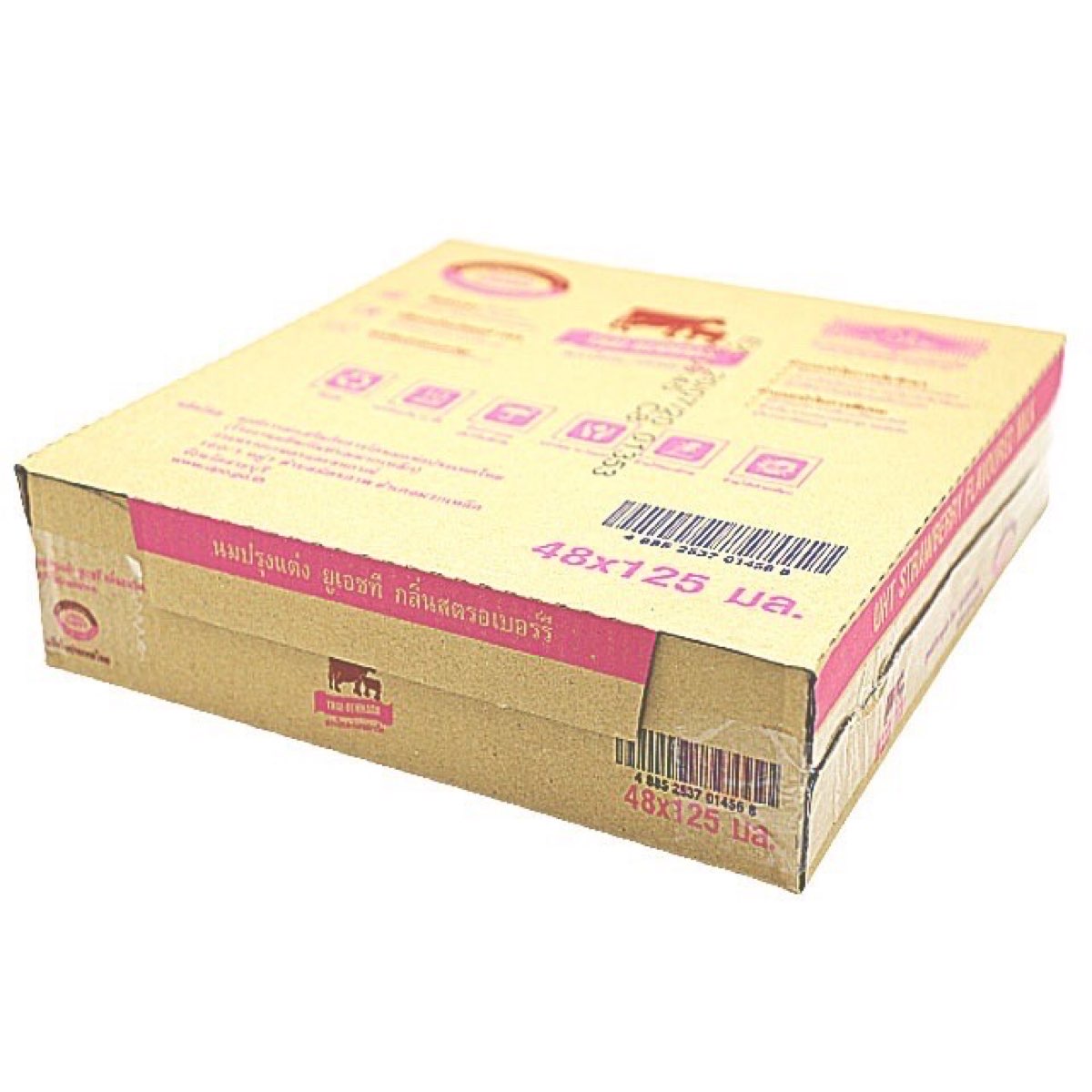 นมไทย-เดนมาร์ค รสสตรอเบอร์รี่ ขนาด 125 ml. บรรจุ 48 กล่อง