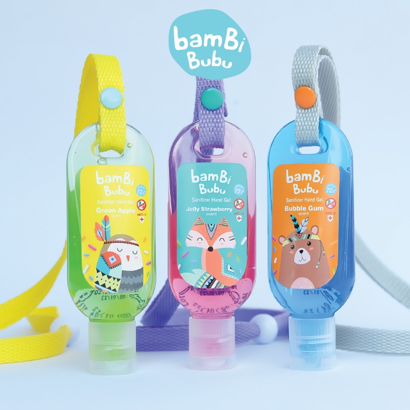 (เซ็ต3สี) เจลแอลกอฮอล์ล้างมือ Bambi Bubu แบบคล้องคอ ขนาด 30 ml