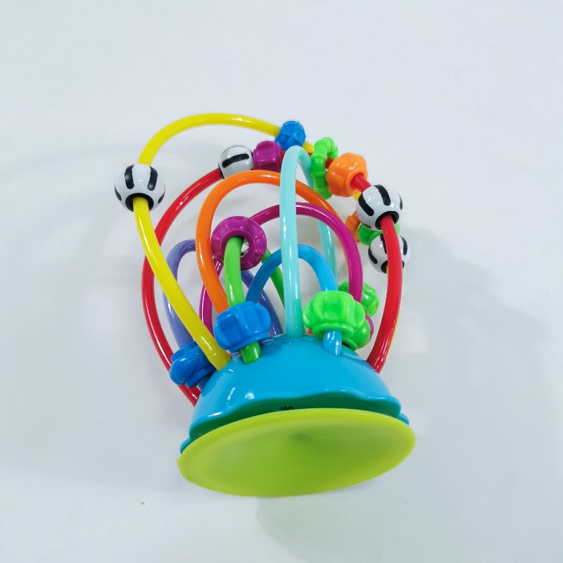 ของเล่นขดเลื่อนลูกปัดติดโต๊ะอาหารเด็ก Colorful Bead Highchair Toy