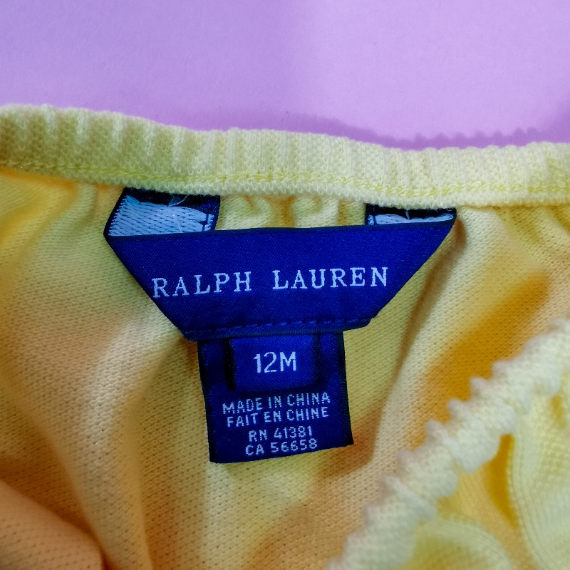 ชุดเดรสเด็กผู้หญิง Ralph Lauren แท้ สีเหลือง 12m-14m