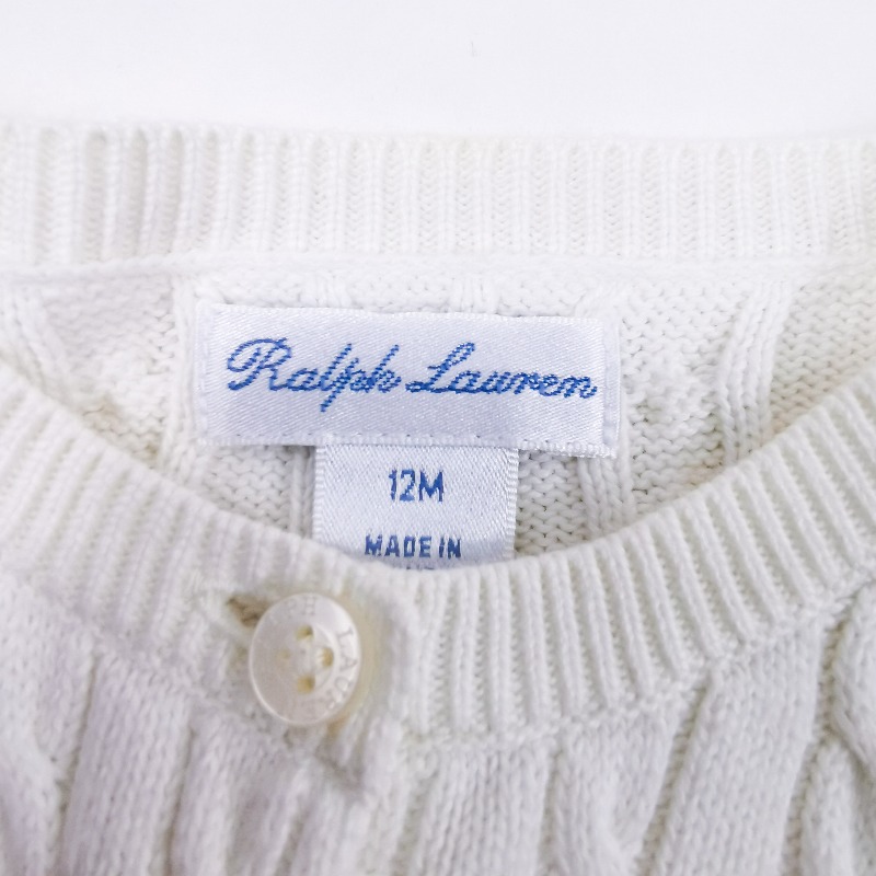 เสื้อกันหนาวไหมพรมเด็ก  ralph lauren สีครีม Size 12M