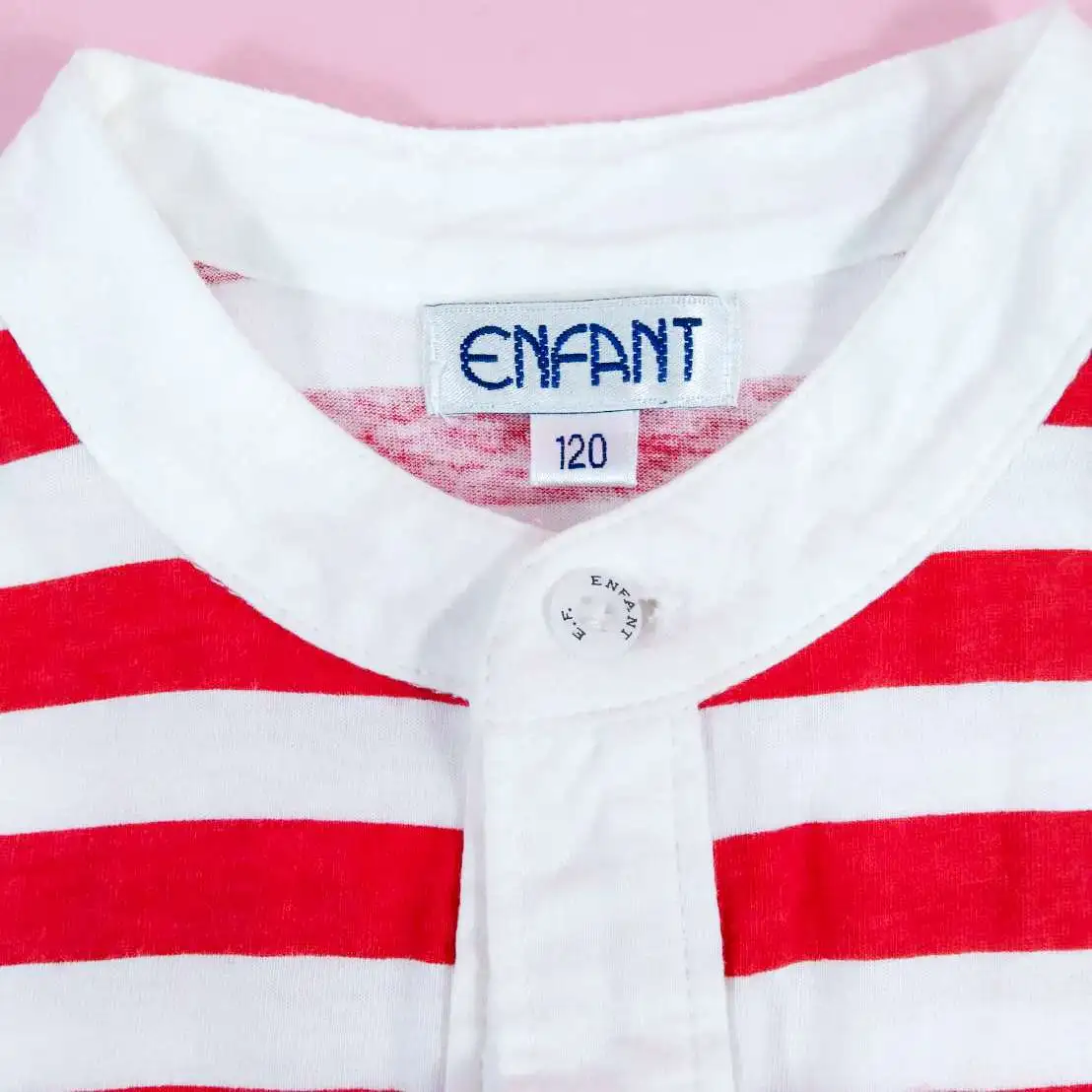 ENFANT เสื้อยืดแขนสั้นลายขวางสีแดง,ขาวไซส์ 120