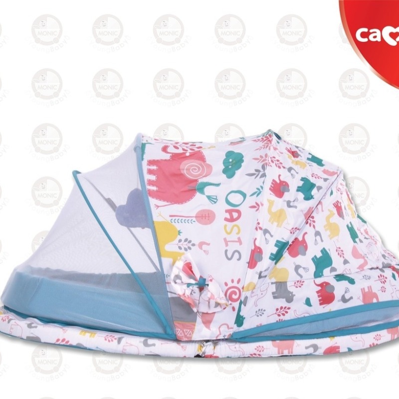  CAMERA ชุดมุ้ง ที่นอนเด็ก ผ้าเกาหลี ลาย Oasis อูฐฟ้า (โมเดล C-MQ-134-OB) ใหญ่