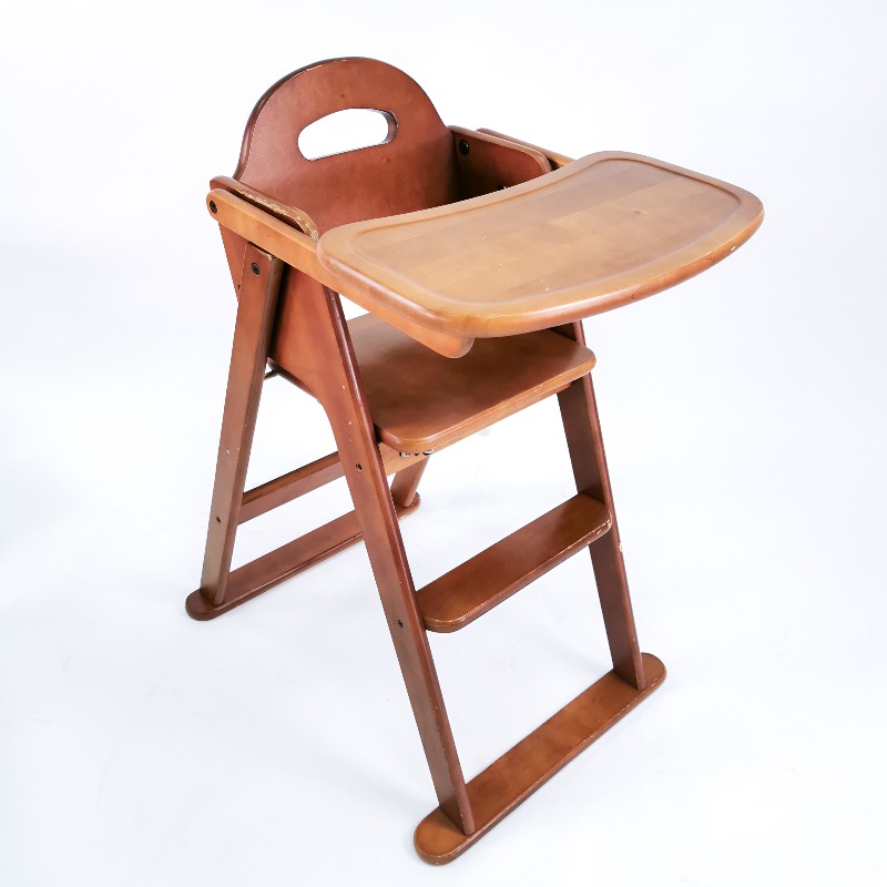 เก้าอี้ทานข้าวเด็ก Highchair ไม้ยางพาราแท้ ปลอดสารพิษ สภาพ90%