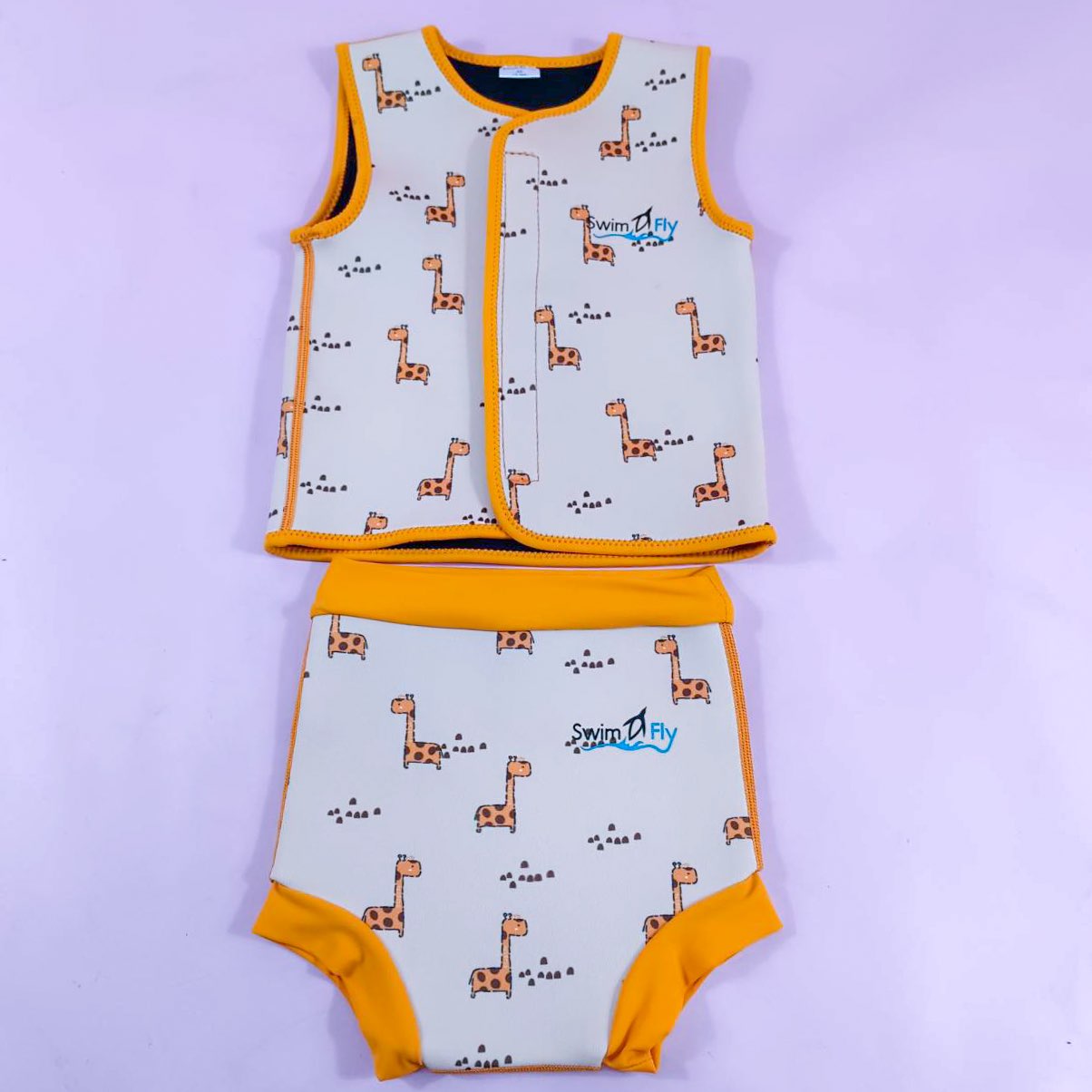 ชุดว่ายน้ำรักษาอุณหภูมิ Exploring, Cute Giraffes (เสื้อแบบไม่มีแขน) XS 1-2 y