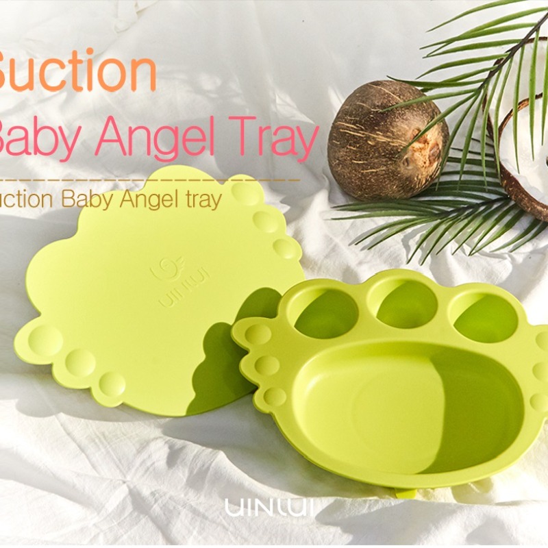 Suction Baby Angel tray -  Lime Green (จานชามดูดโต๊ะ) 100% BPA Free