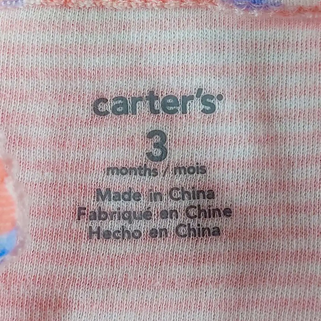 carter's ชุดหมีแขนขายาวลายขวางชมพูขาวมีรูปนกฮูก 3m ชุดหมีแขนขายาวลายขวางสีชมพู,ขาว 3 m 