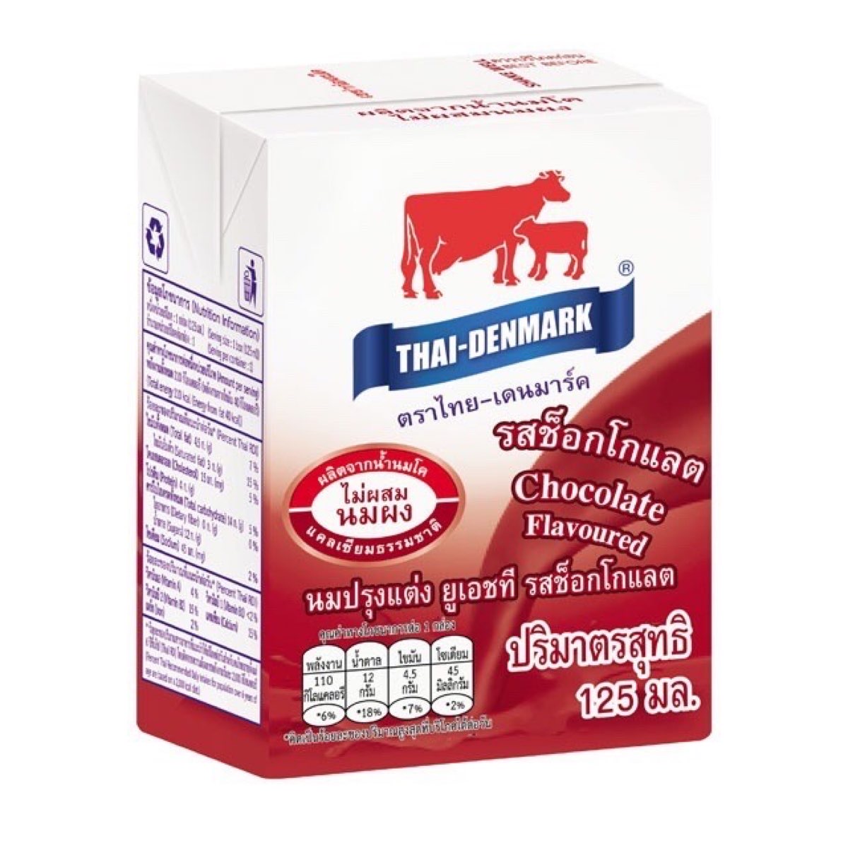 นมไทย-เดนมาร์ค รสช็อกโกแลต ขนาด 125 ml. บรรจุ 48 กล่อง