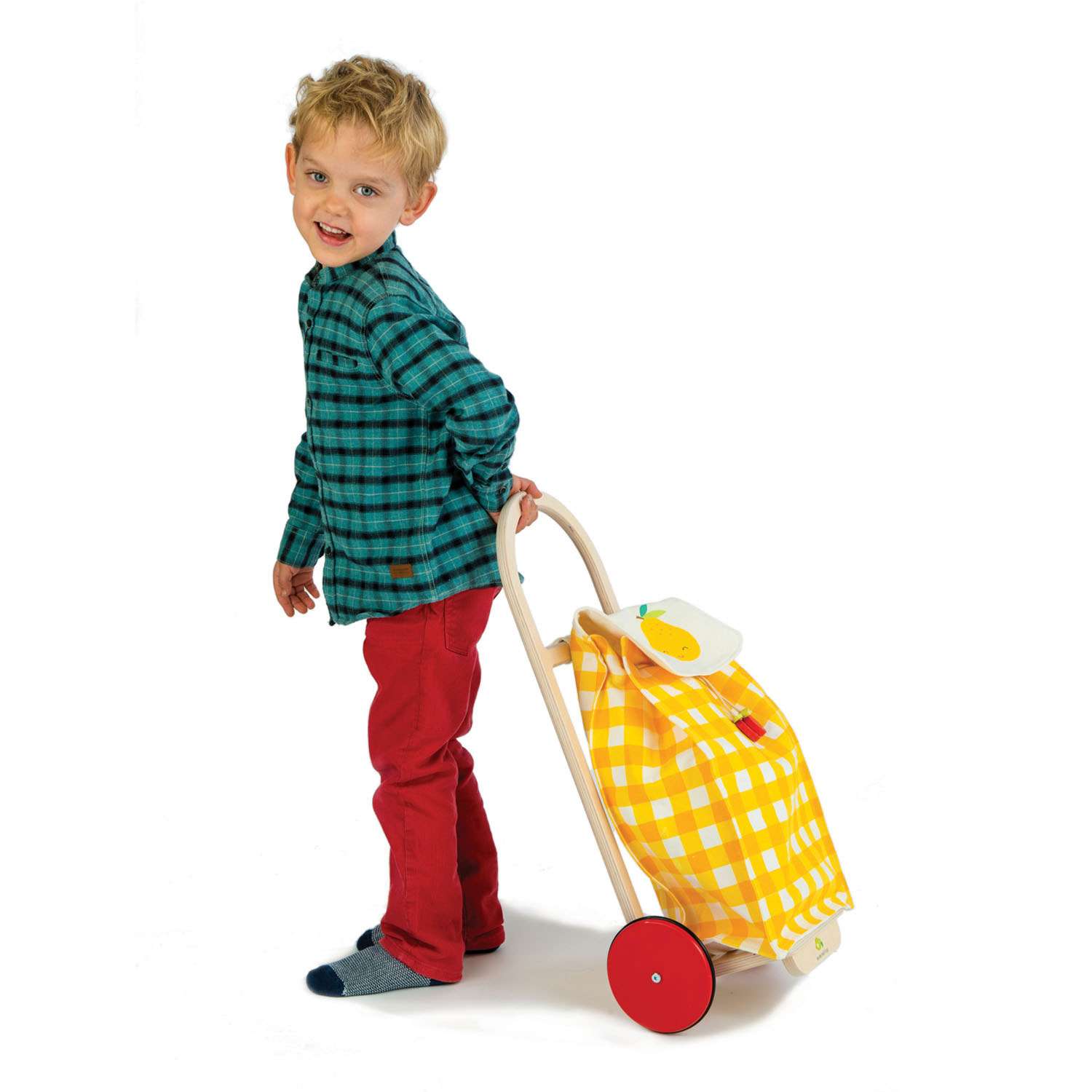 Tender Leaf Toys ของเล่นไม้ ของเล่นเด็ก กระเป๋าลากช้อปปิ้ง Pull Along Shopping Trolley