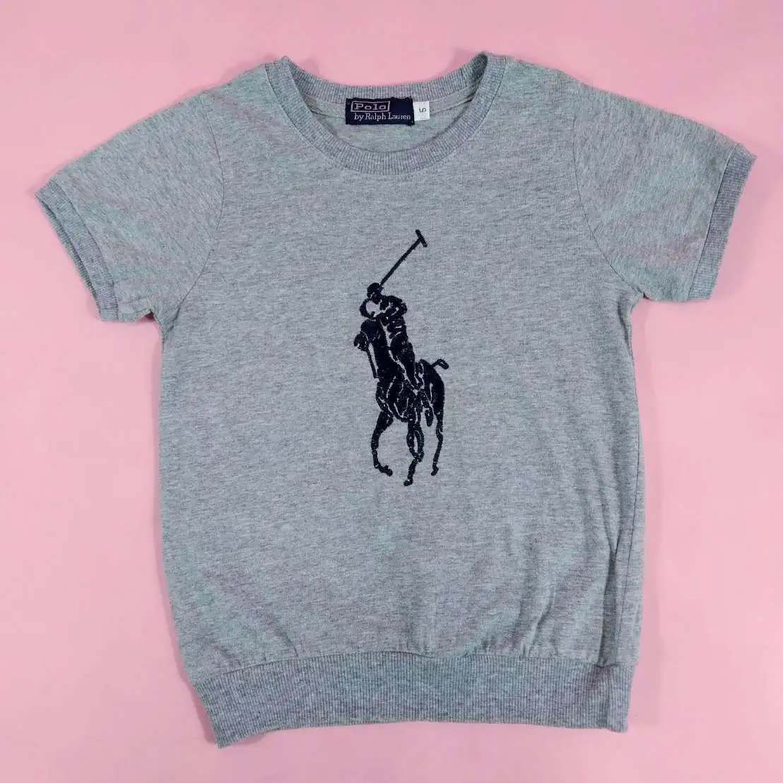POLO BY RALPH LAUREN เสื้อยืดแขนสั้นสีเทาไซส์ 5 