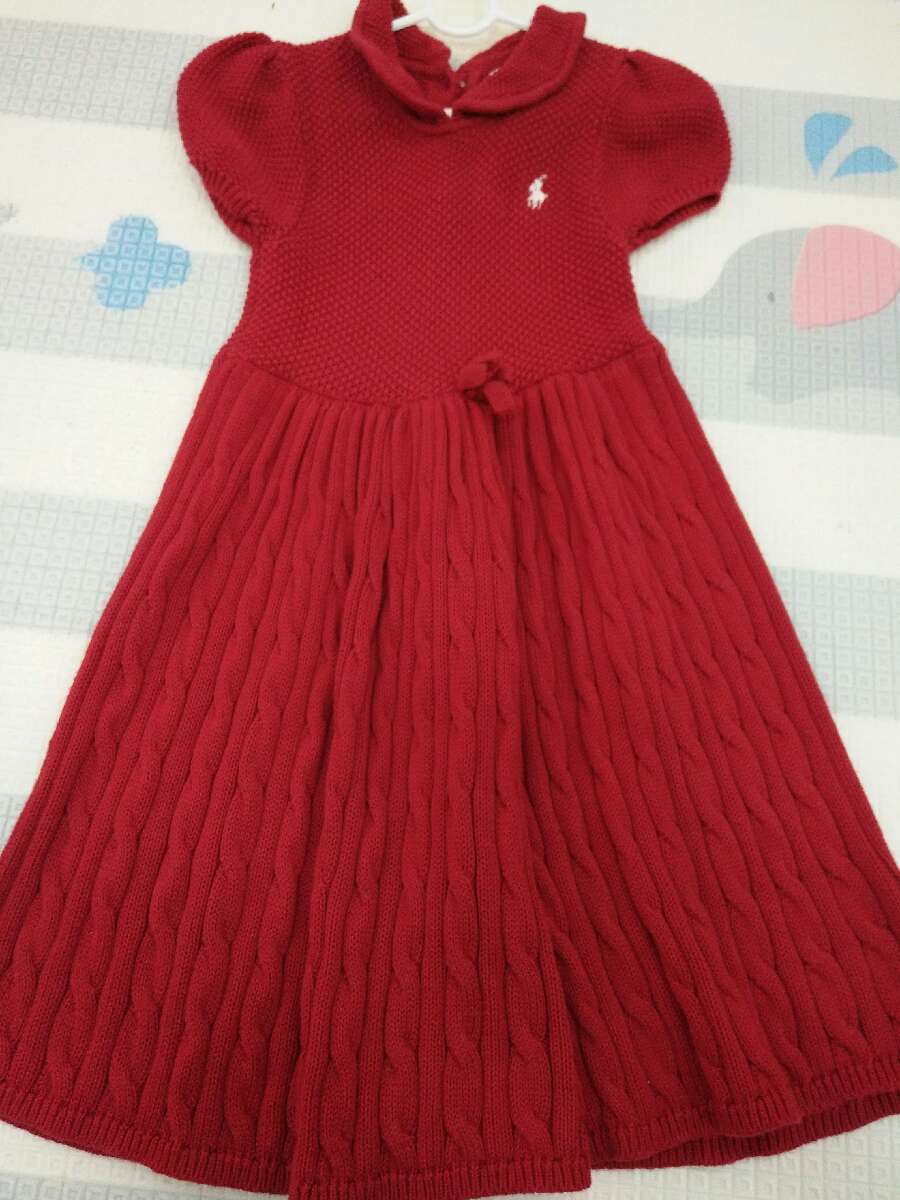 Ralph Lauren ชุดเดรสกระโปรงไหมพรมสีแดงไซส์18m