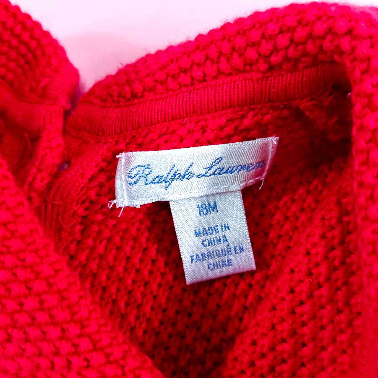 Ralph Lauren ชุดเดรสกระโปรงไหมพรมสีแดงไซส์18m