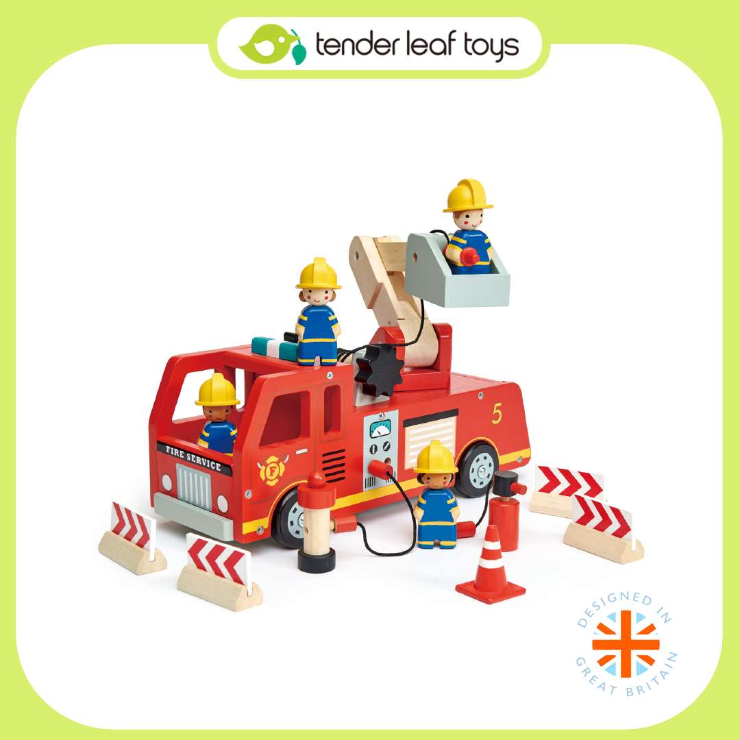 Tender Leaf Toys ของเล่นไม้ รถของเล่น รถดับเพลิง Fire Engine