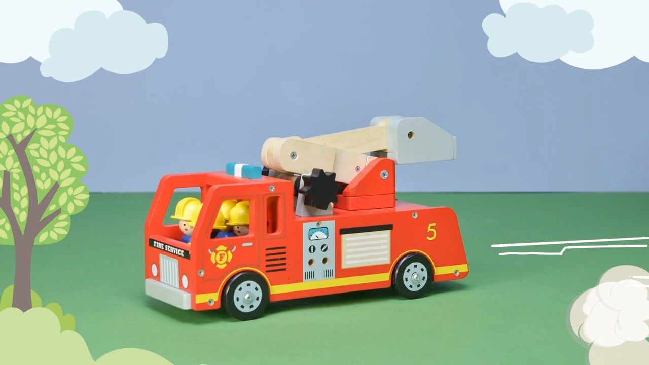 Tender Leaf Toys ของเล่นไม้ รถของเล่น รถดับเพลิง Fire Engine