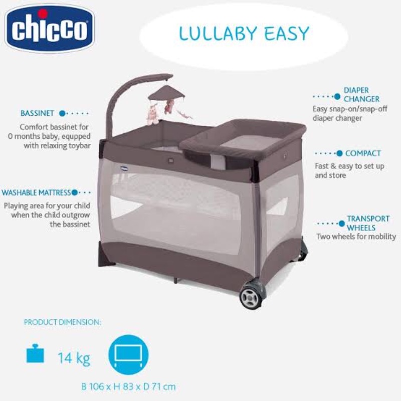 เตียงนอนเด็ก Chicco รุ่น lullaby Easy