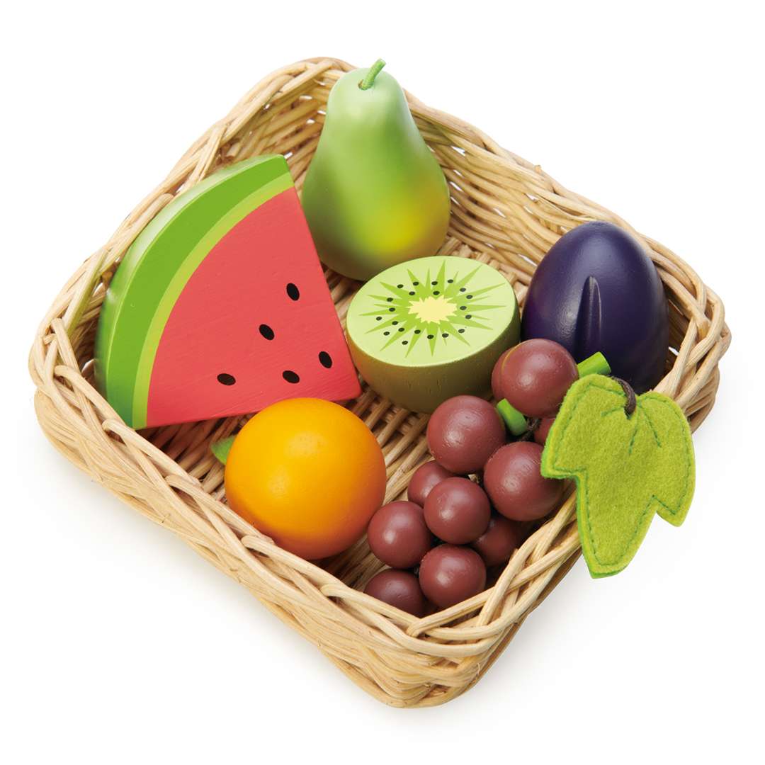 Tender Leaf Toys ของเล่นไม้ ของเล่นบทบาทสมมติ ชุดทำอาหาร ตะกร้าหวายผลไม้ Fruity Basket