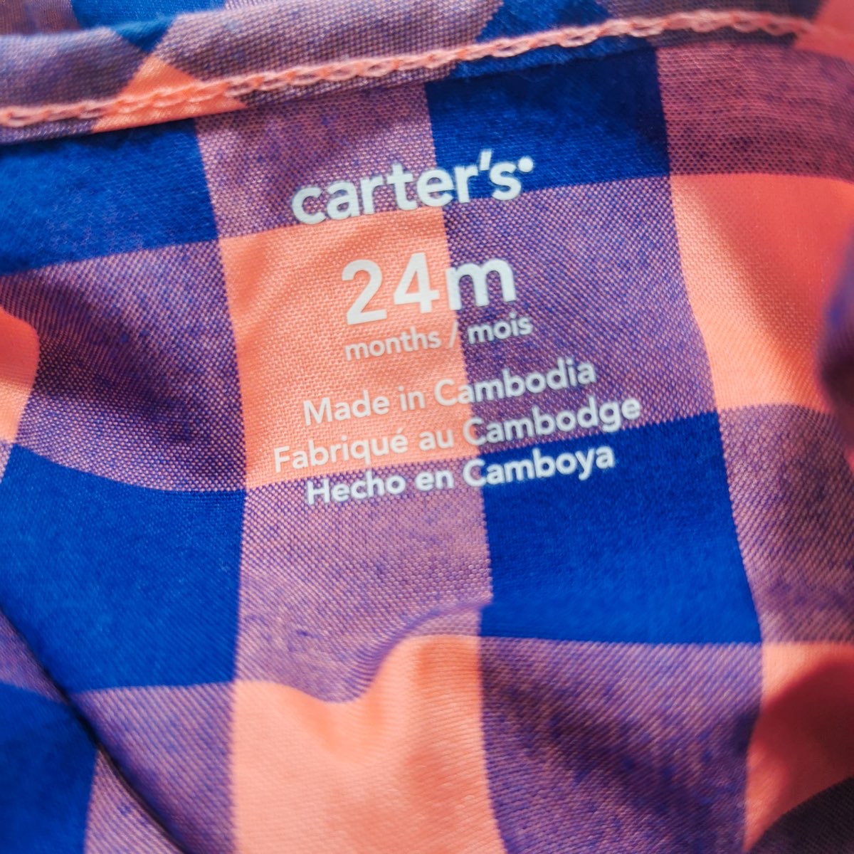 carter's ชุดหมีแขนระบายขาสั้นลายสก๊อต 24m