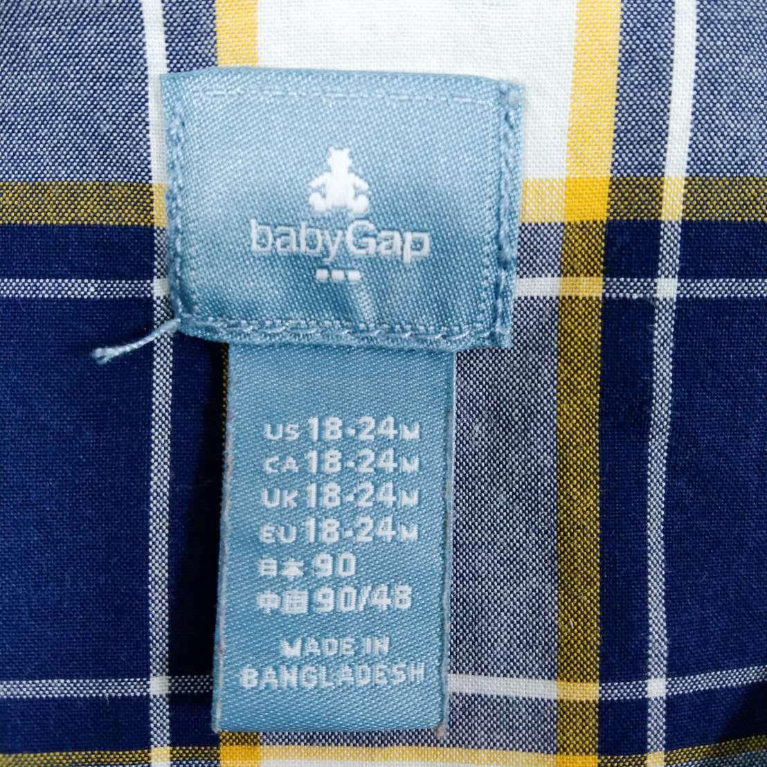 bany Gap เสื้อเชิ้ตแขนยาวลายสก๊อตน้ำเงิน-ขาวไซส์18-24 