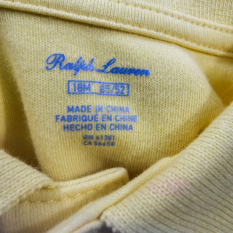 เสื้อเด็กโปโลเด็ก Ralph Lauren size 18M สีเหลือง