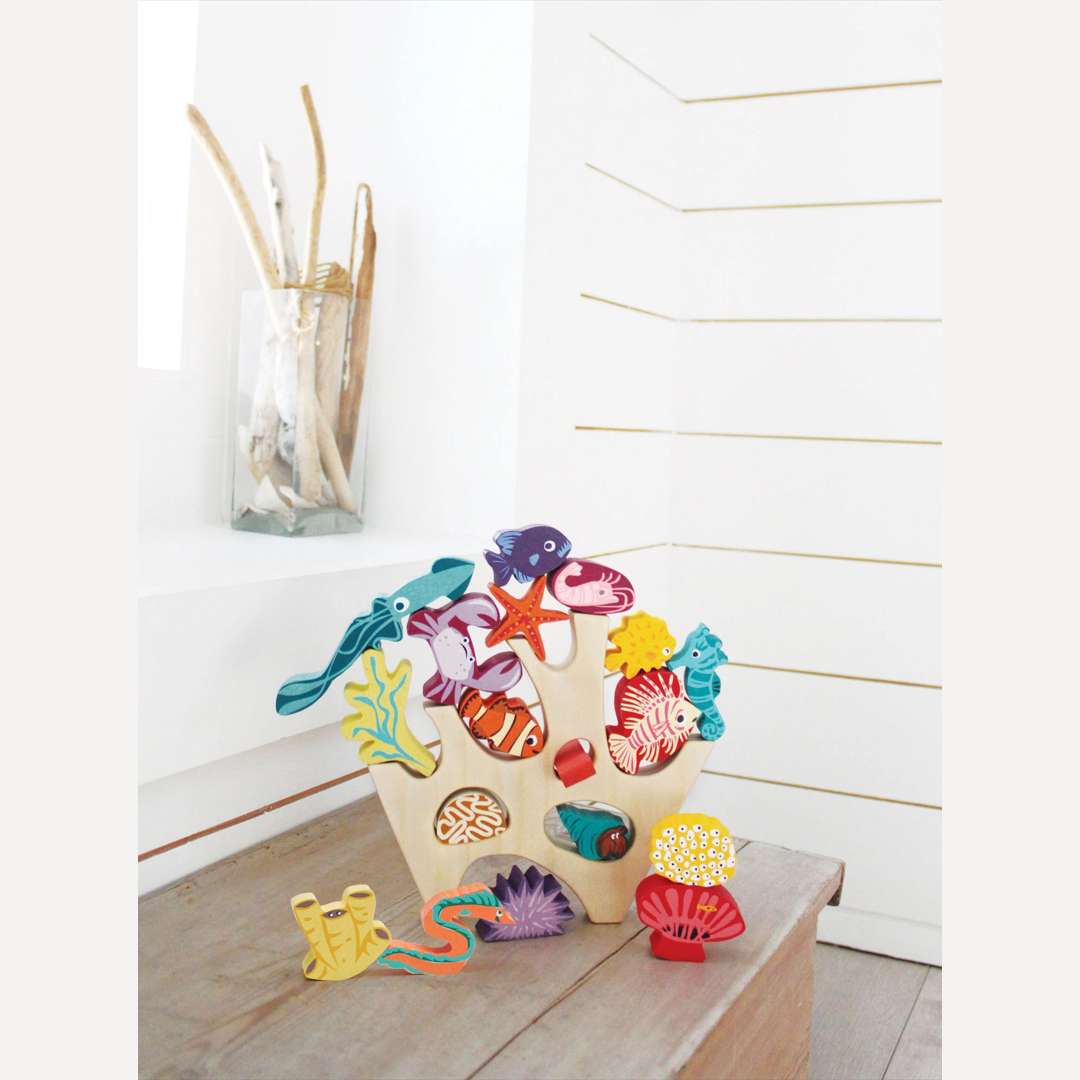 Tender Leaf Toys ของเล่นไม้ ของเล่นเสริมพัฒนาการ ตัวต่อสัตว์น้อยแห่งท้องทะเล Stacking Coral Reef