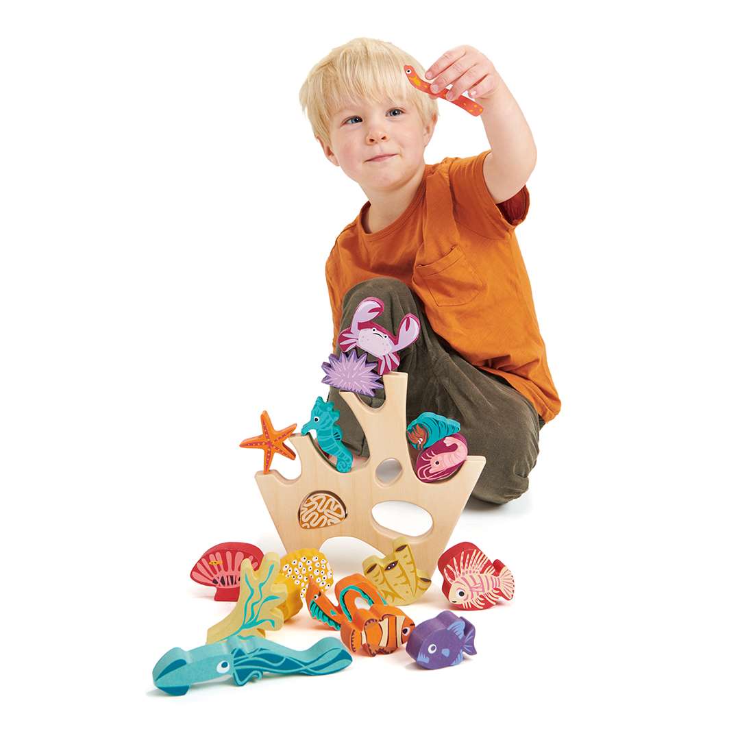 Tender Leaf Toys ของเล่นไม้ ของเล่นเสริมพัฒนาการ ตัวต่อสัตว์น้อยแห่งท้องทะเล Stacking Coral Reef