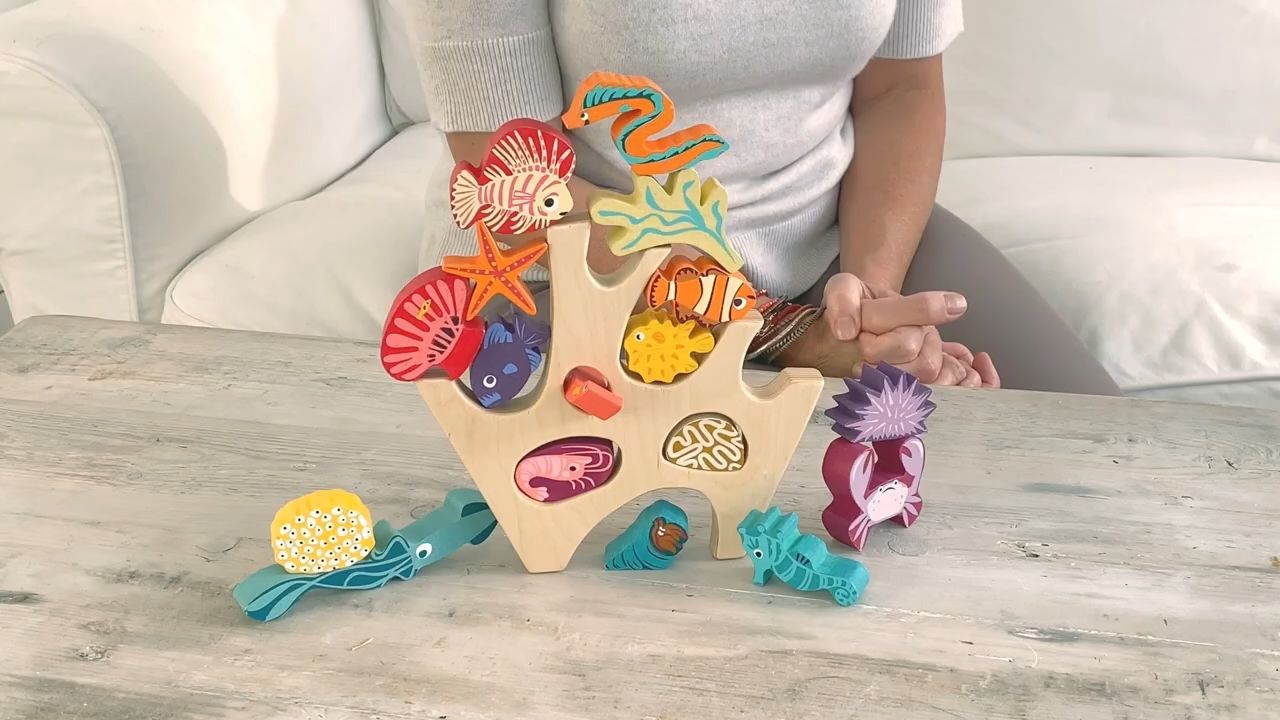 Tender Leaf Toys ของเล่นไม้ ของเล่นเสริมพัฒนาการ ตัวต่อสัตว์น้อยแห่งท้องทะเล Stacking Coral Reef