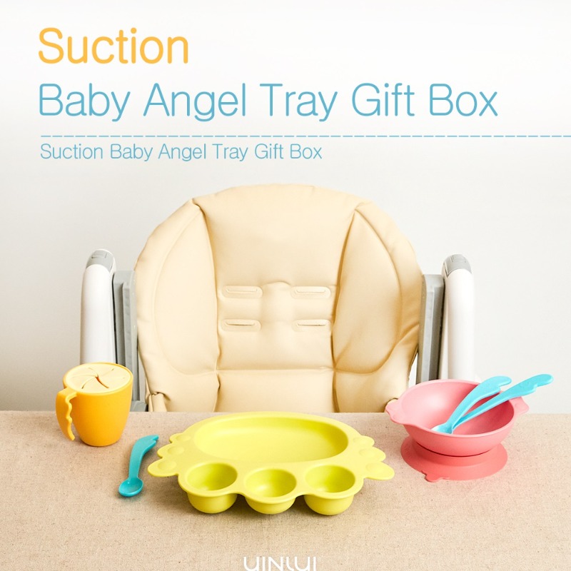 Suction Baby Angel tray Gift box -  Lime Green (ชุดกล่องของขวัญจานชามดูดโต๊ะ) 100% BPA Free