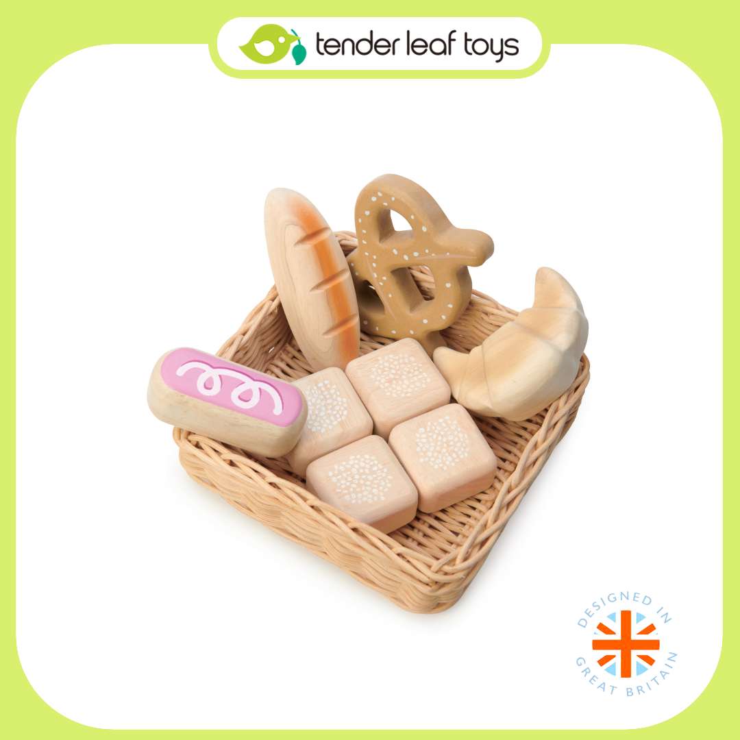 Tender Leaf Toys ของเล่นไม้ ของเล่นบทบาทสมมติ ชุดทำอาหาร ตะกร้าหวายขนมปัง Bread Basket