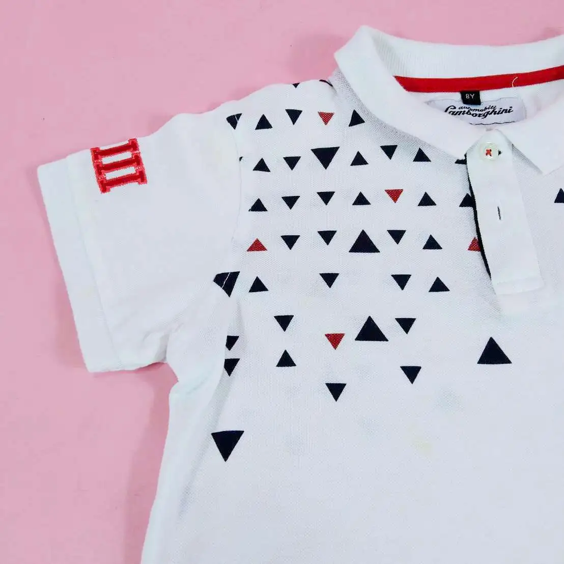 Lamborghini polo shirt child  เสื้อโปโลคอปกสีขาวไซส์ 8y