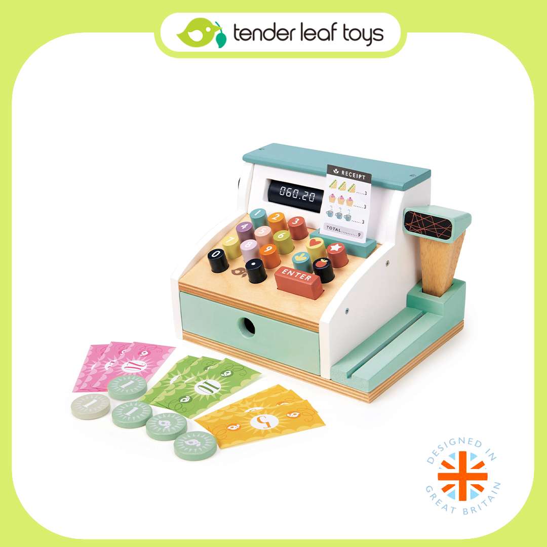 Tender Leaf Toys ของเล่นไม้ ของเล่นบทบาทสมมติ เครื่องคิดเงินสุดไฮเทค General Stores Till