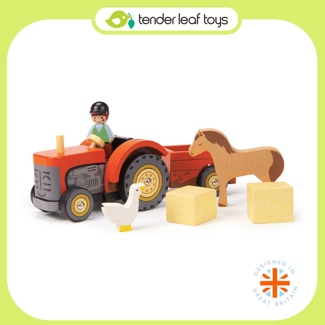 Tender Leaf Toys ของเล่นไม้ รถของเล่น รถแทรกเตอร์ฟาร์ม Farmyard Tractor