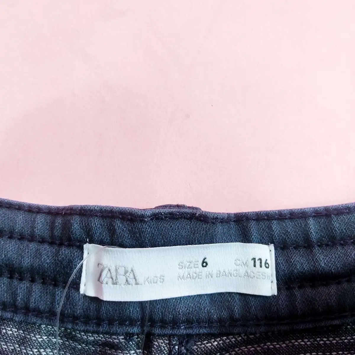 ZARA KIDS กางเกงยีนส์ขายาวสีดำเชือกผูก 6 cm 116 $150