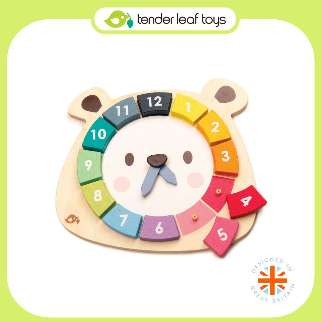 Tender Leaf Toys ของเล่นไม้ ของเล่นเสริมพัฒนาการ นาฬิกาพี่หมี Bear Colors Clock