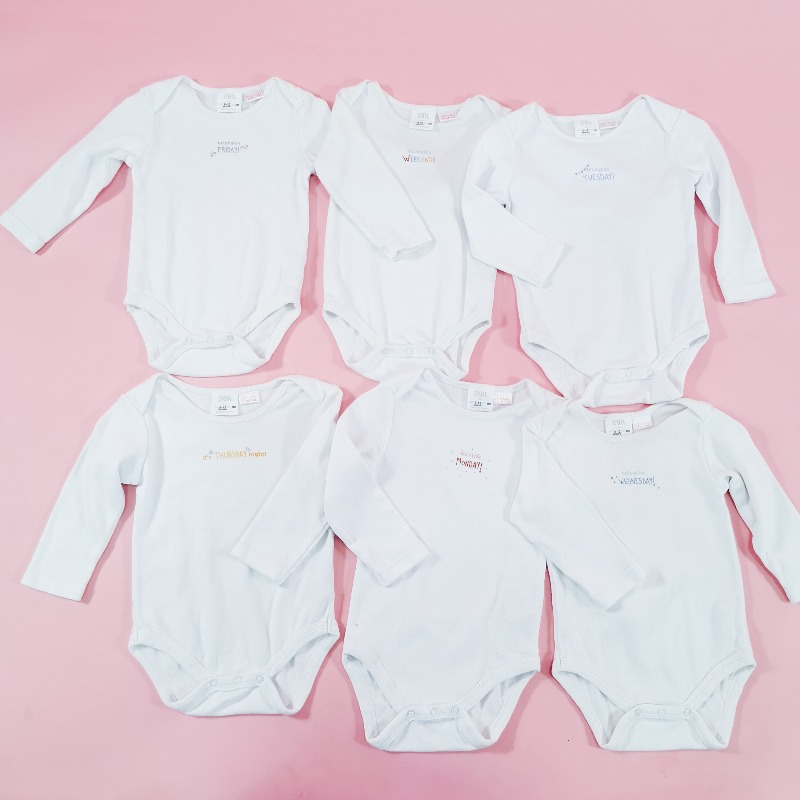 Zara Baby บอดี้สูทแขนยาว Size 9-12  9-12 months (80 cm) ทั้งหมด 6ตัว