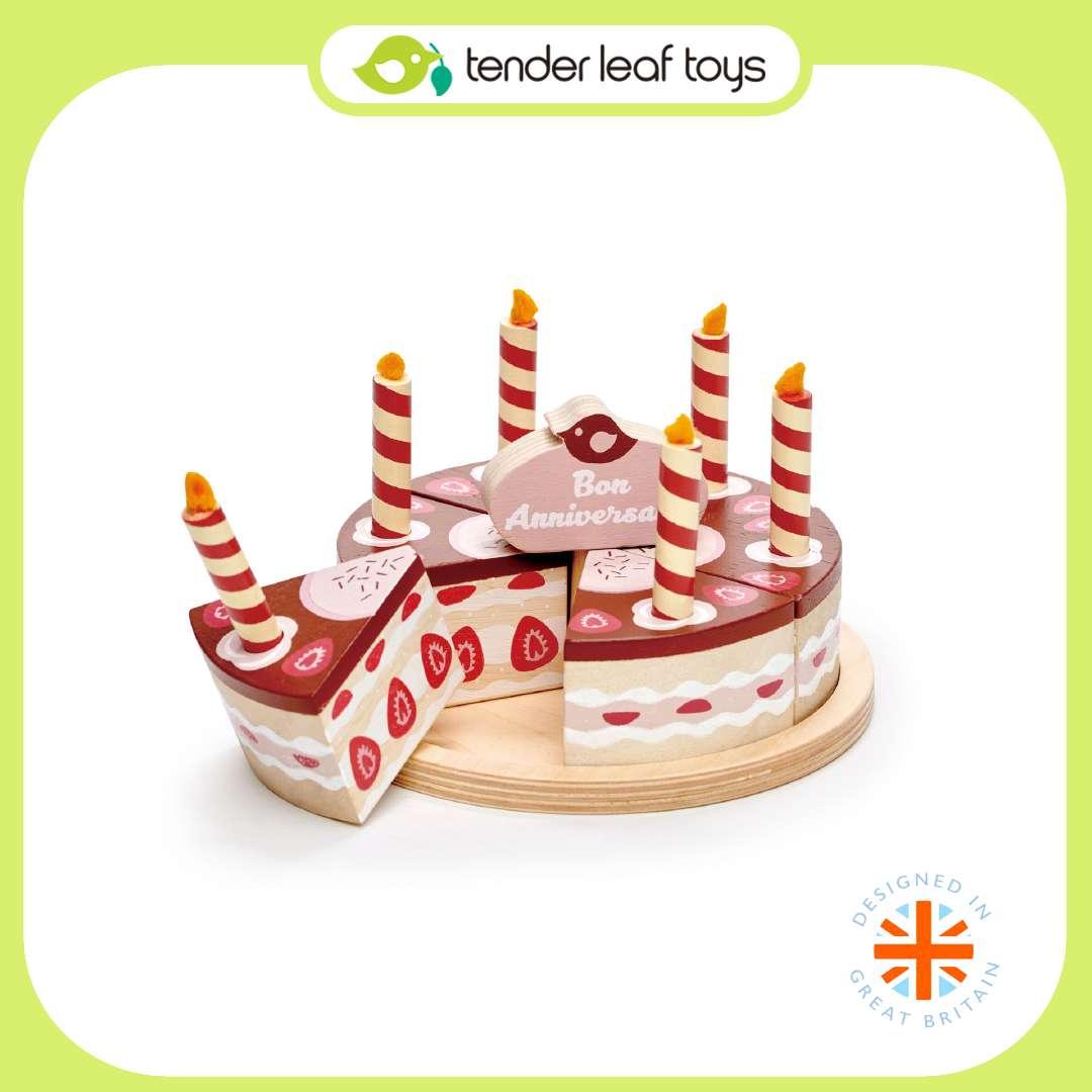 Tender Leaf Toys ของเล่นไม้ ของเล่นบทบาทสมมติ เค้กวันเกิดช็อคโกแลต Chocolate Birthday Cake
