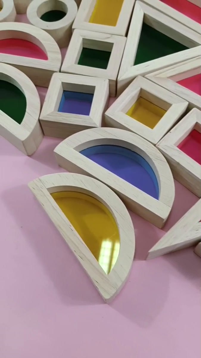 ของเล่นไม้,บล็อกไม้แสงและเงา 24 pcs Acrylic Shadow Blocks