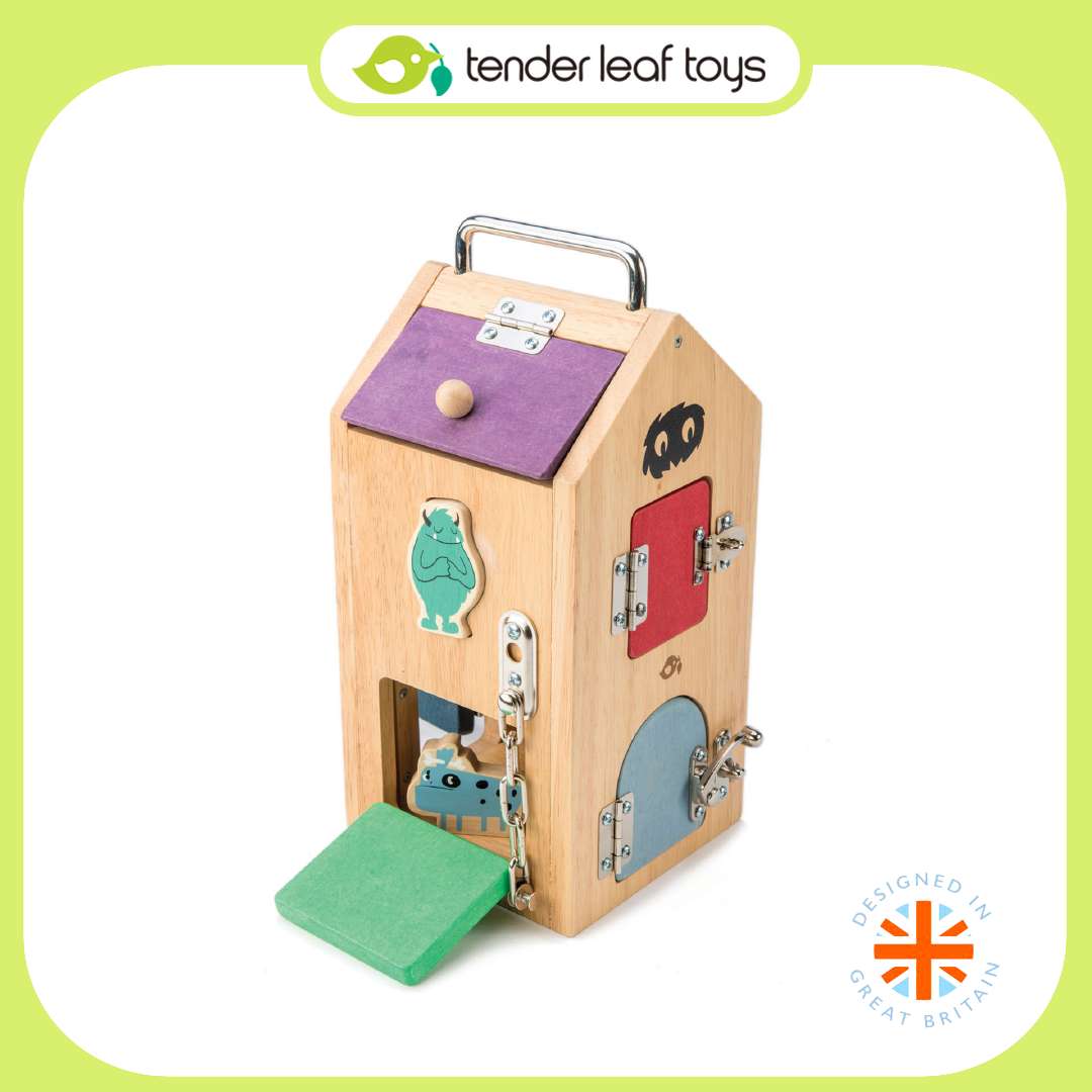 Tender Leaf Toys ของเล่นไม้ ของเล่นเสริมพัฒนาการ ชุดล็อคกลอนประตูสัตว์ประหลาด Monster Lock Box