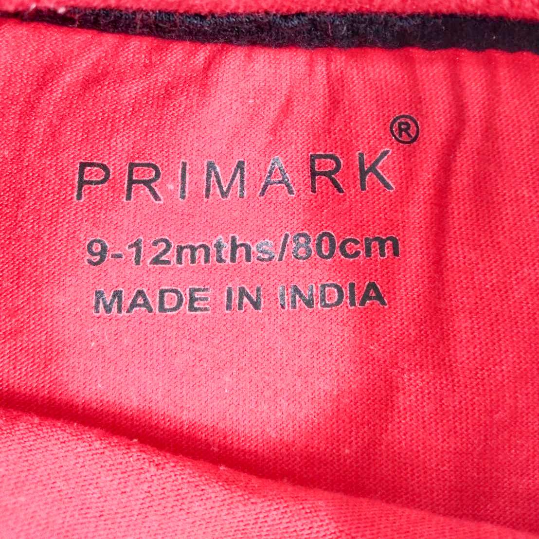 PRIMARK  เสื้อยืดแขนยาวสีแดง 9-12 